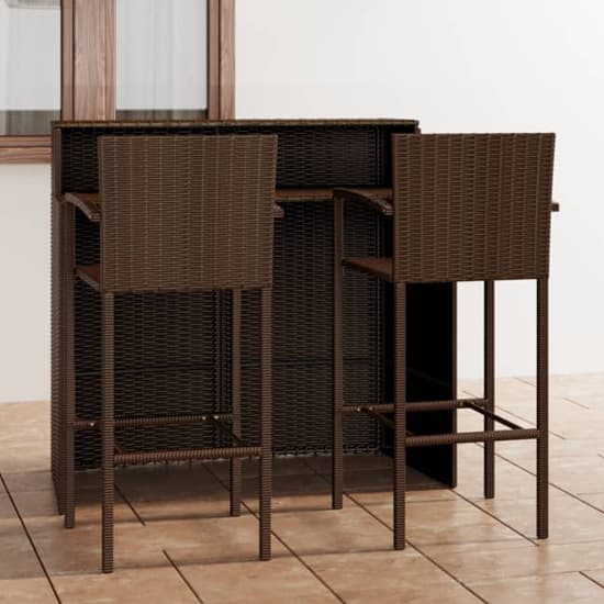 Selah Poly Rattan Bar Table With 2 Bar Chairs In Brown_1