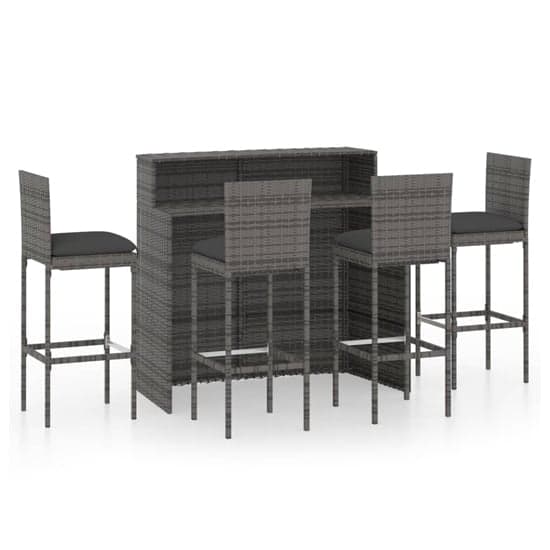 Selah Poly Rattan Bar Table With 4 Audriana Chairs In Grey_1