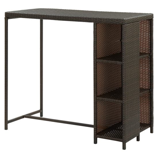 Selah Poly Rattan Bar Table With Storage Rack In Brown_4
