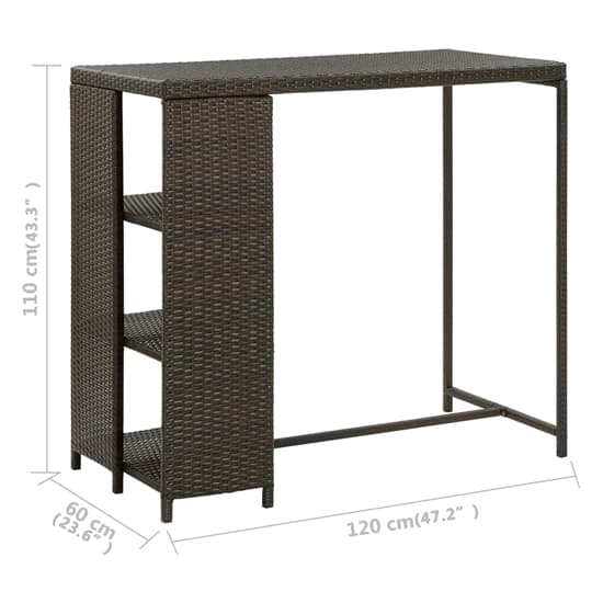 Selah Poly Rattan Bar Table With Storage Rack In Brown_5