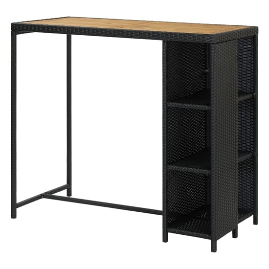 Selah Poly Rattan Bar Table With Storage Rack In Oak And Black_4