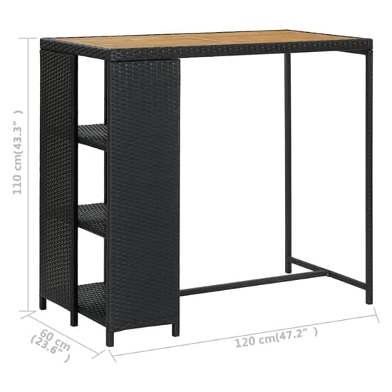 Selah Poly Rattan Bar Table With Storage Rack In Oak And Black_5