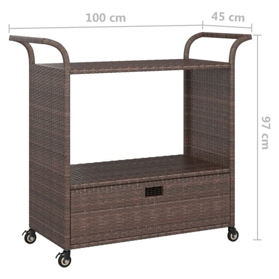 Selah Poly Rattan Drinks Trolley With Drawer In Brown_6