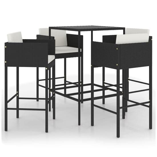 Selah Small Glass Top Bar Table With 4 Avyanna Chairs In Black_2