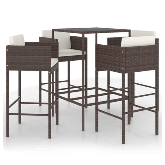 Selah Small Glass Top Bar Table With 4 Avyanna Chairs In Brown_2