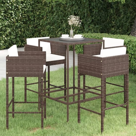 Selah Small Glass Top Bar Table With 4 Avyanna Chairs In Brown_1