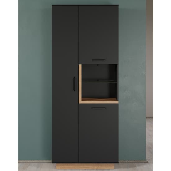 Selia Display Cabinet Tall In Anthracite And Evoke Oak With LED_6