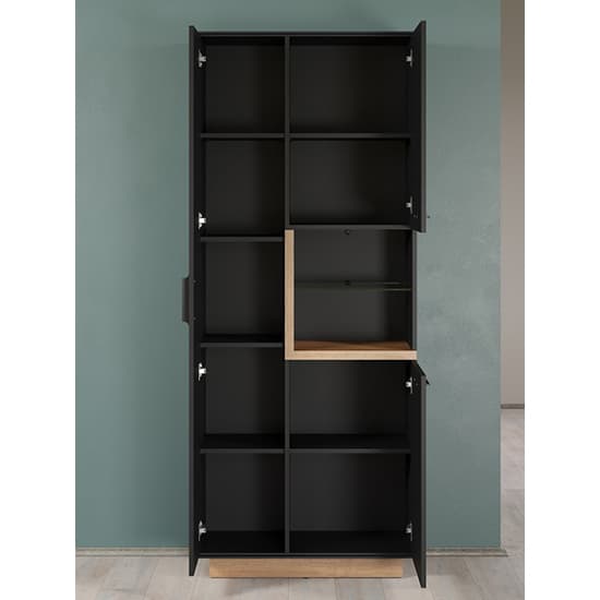 Selia Display Cabinet Tall In Anthracite And Evoke Oak With LED_7