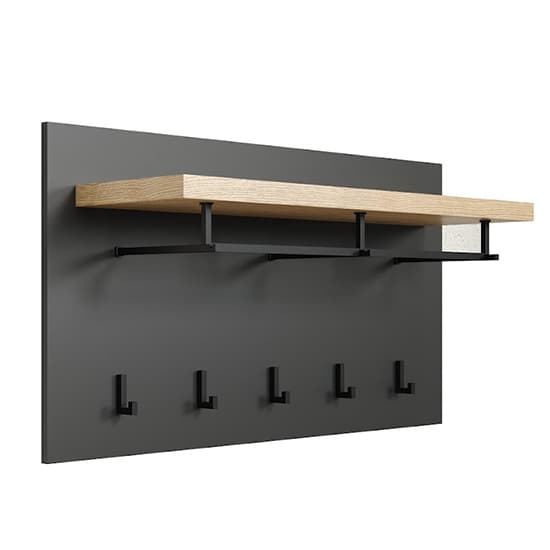 Selia Hallway Coat Rack Panel In Anthracite And Evoke Oak Furniture