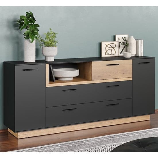 Selia Sideboard In Anthracite And Evoke Oak With LED_3
