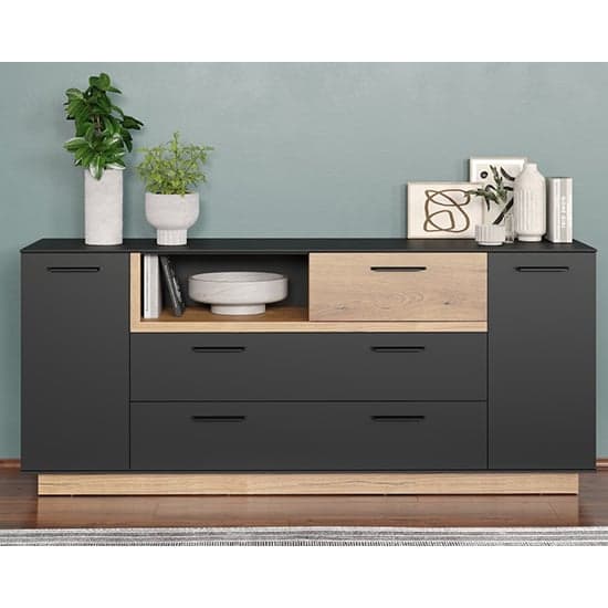 Selia Sideboard In Anthracite And Evoke Oak With LED_4