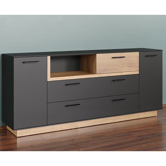 Selia Sideboard In Anthracite And Evoke Oak With LED_5