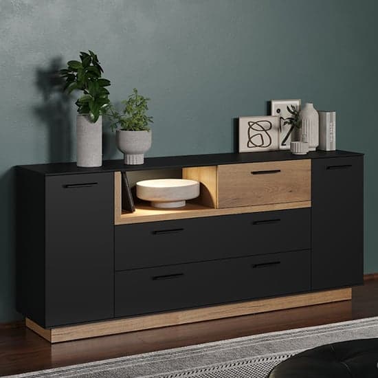 Selia Sideboard In Anthracite And Evoke Oak With LED_1
