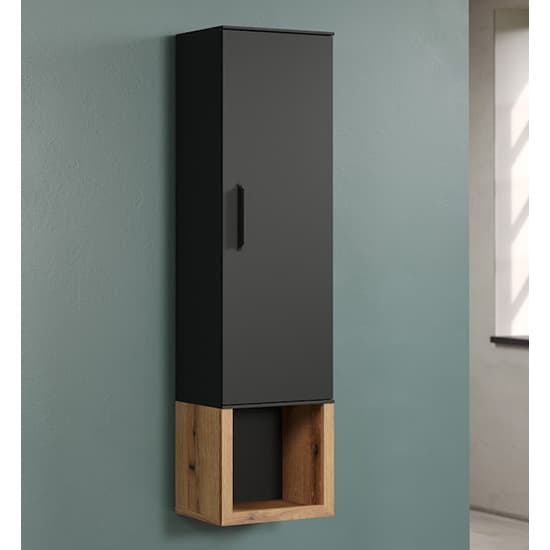 Selia Wall Storage Cabinet In Anthracite And Evoke Oak With LED_3