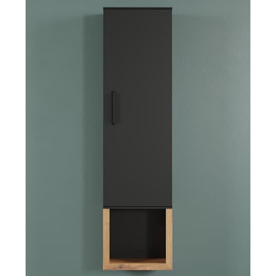 Selia Wall Storage Cabinet In Anthracite And Evoke Oak With LED_4