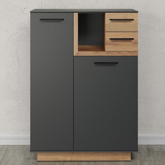 Selia Wooden Hallway Storage In Anthracite And Evoke Oak