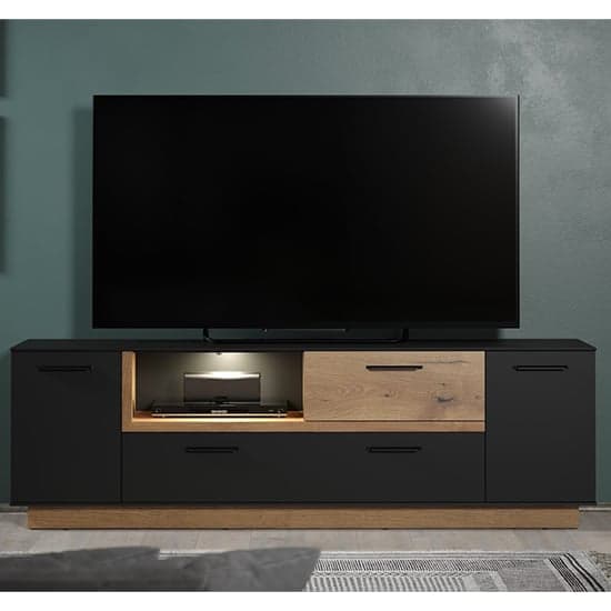 Selia Wooden TV Stand In Anthracite And Evoke Oak With LED_2