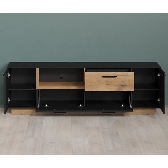 Selia Wooden TV Stand In Anthracite And Evoke Oak With LED_5