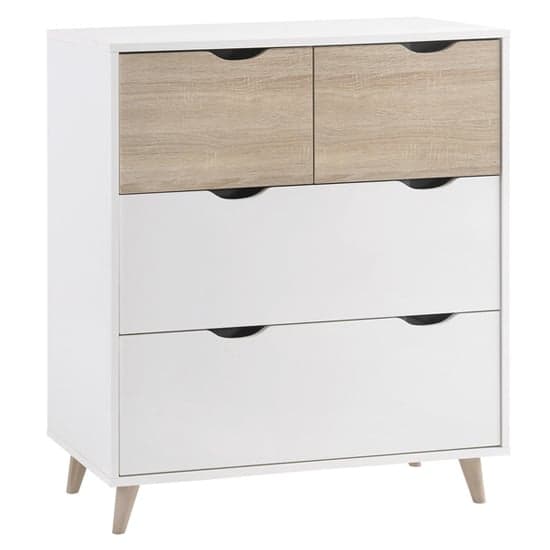 Selkirk Wooden Chest Of 4 Drawers In Matt White And Oak_1