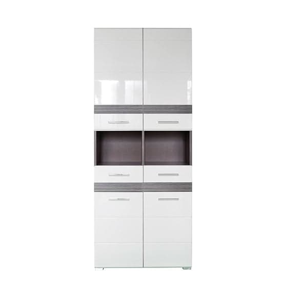 Seon Large Bathroom Storage Cabinet In Gloss White Smoky Silver_3