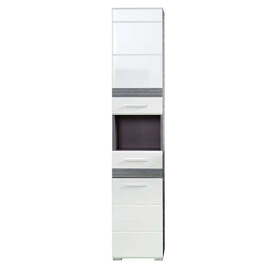 Seon LED Bathroom Funiture Set 6 In Gloss White And Smoky Silver_3