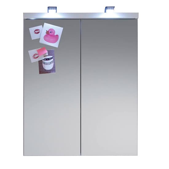 Seon LED Bathroom Funiture Set 6 In Gloss White And Smoky Silver_4