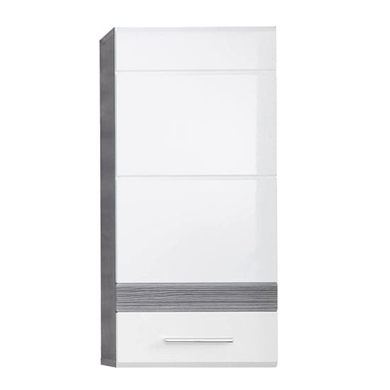 Seon Wall Bathroom Storage Cabinet In Gloss White Smoky Silver_2