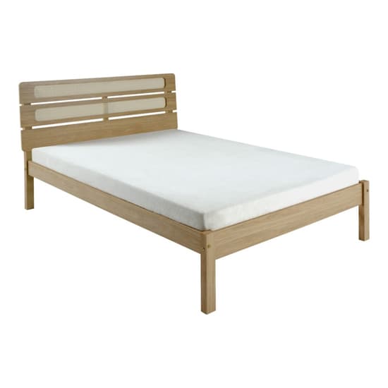 Sete Wooden Double Bed In Light Oak And Rattan Effect_2