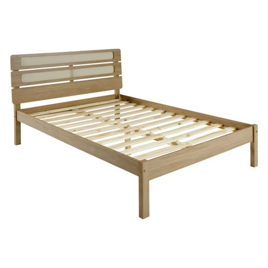 Sete Wooden Double Bed In Light Oak And Rattan Effect_3