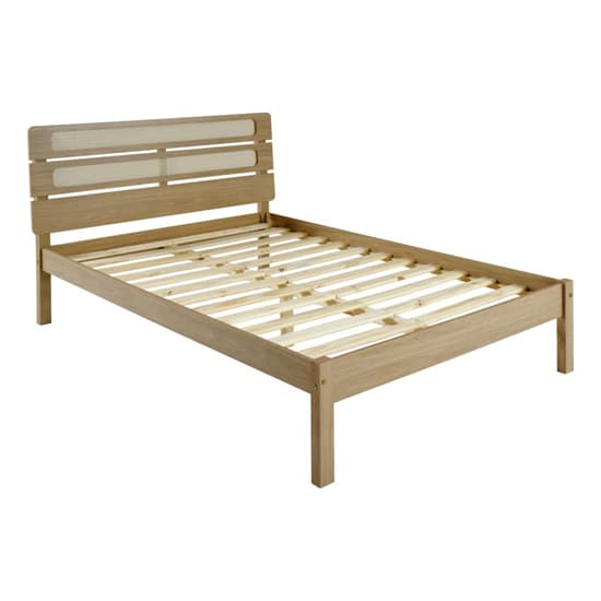Sete Wooden Double Bed In Light Oak And Rattan Effect_4