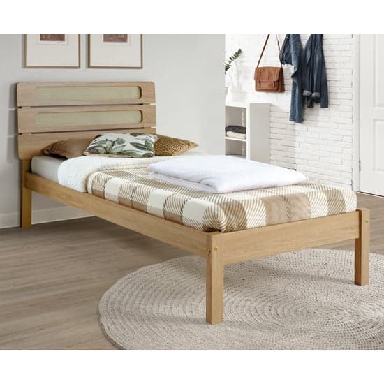 Sete Wooden Single Bed In Light Oak And Rattan Effect_1