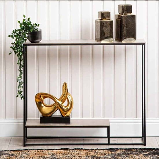 Sevilla Metal Console Table In Nickel With Black Metal Frame_2