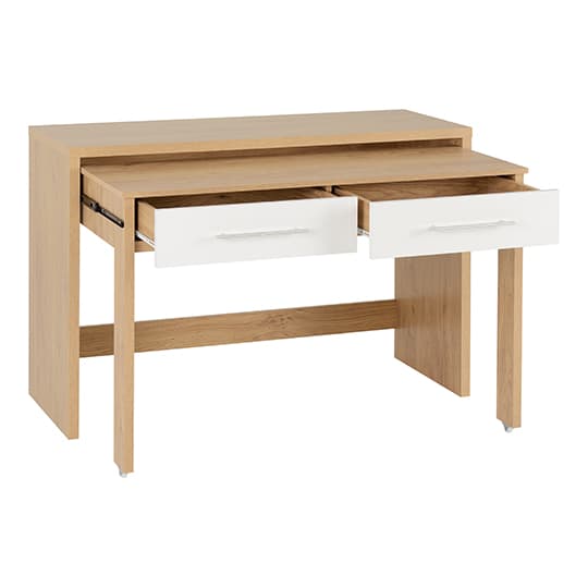 Samaira Slider Desk In White Gloss With 2 Drawers_3