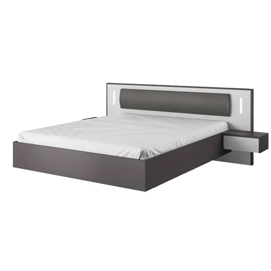 Sewell King Size Bed With Bedside Cabinets In Graphite And LED_1
