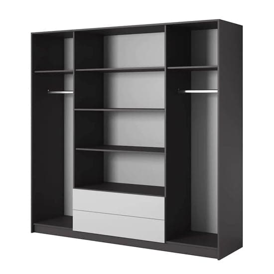 Sewell Mirrored Wardrobe 4 Hinged Doors In Graphite And White_2