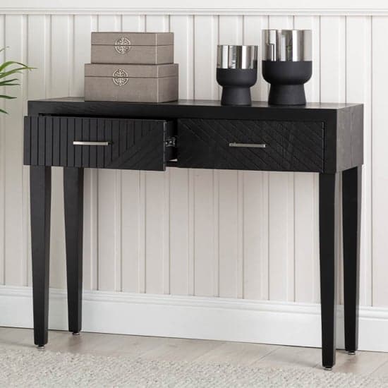 Sewell Wooden Console Table With 2 Drawers In Black_2
