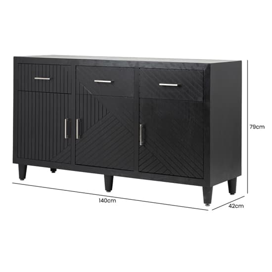 Sewell Wooden Sideboard With 3 Doors 3 Drawers In Black_6