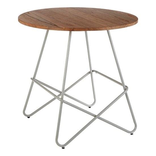 Pherkad Wooden Round Dining Table With Metallic Grey Legs   _2