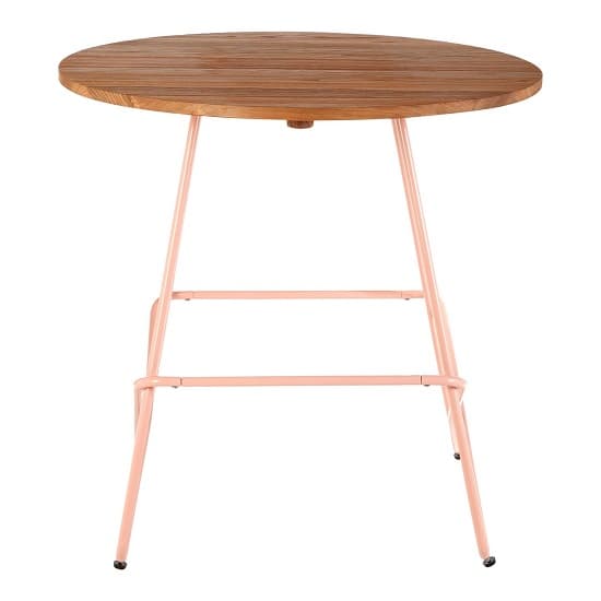 Pherkad Wooden Round Dining Table With Metallic Pink Legs   _3