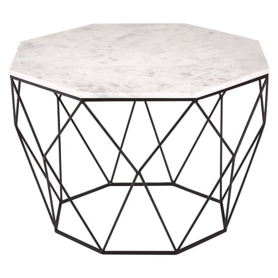 Shalom Octagonal White Marble Top Coffee Table With Black Frame_1