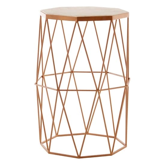 Shalom Octagonal White Marble Top Side Table With Gold Frame_2