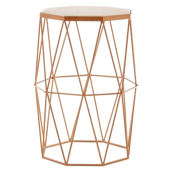 Shalom Octagonal White Marble Top Side Table With Gold Frame_1
