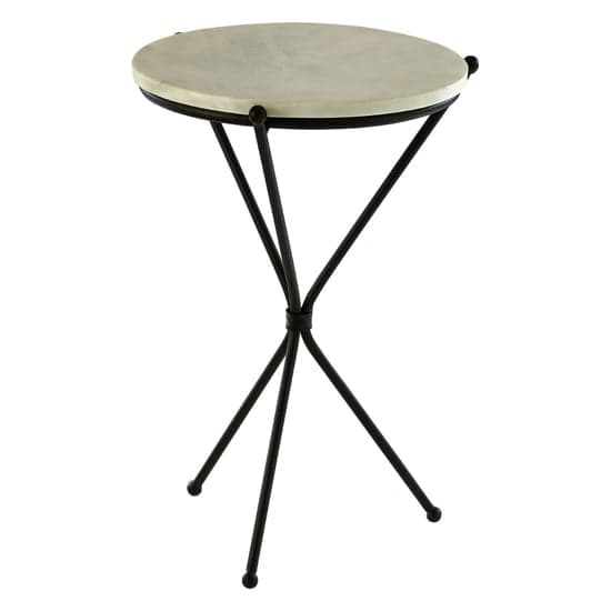 Shalom Round White Marble Top Side Table With Black Tripod Base_1