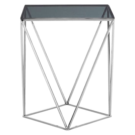 Shalom Square Black Glass Top Side Table With Silver Frame_1
