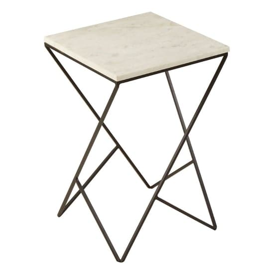 Shalom Square White Marble Top Side Table With Black Curves Base_3