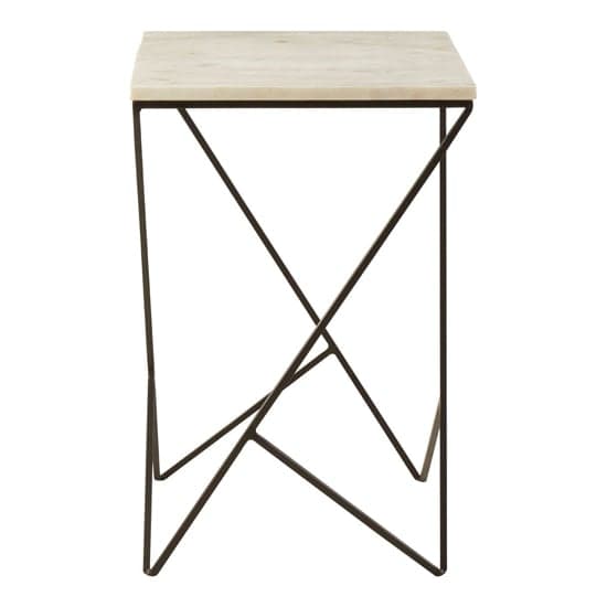 Shalom Square White Marble Top Side Table With Black Curves Base_1