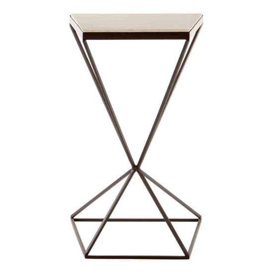 Shalom Trapezoid White Marble Top Side Table With Black Frame_3