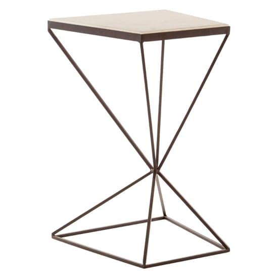 Shalom Trapezoid White Marble Top Side Table With Black Frame_2