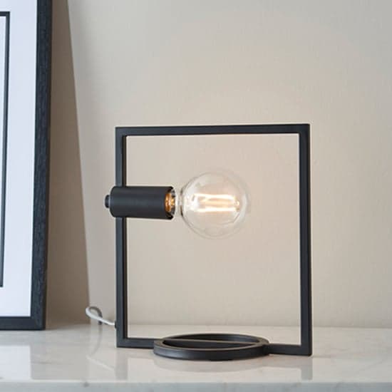Shape Metal Rectangle Table Lamp In Matt Black_1