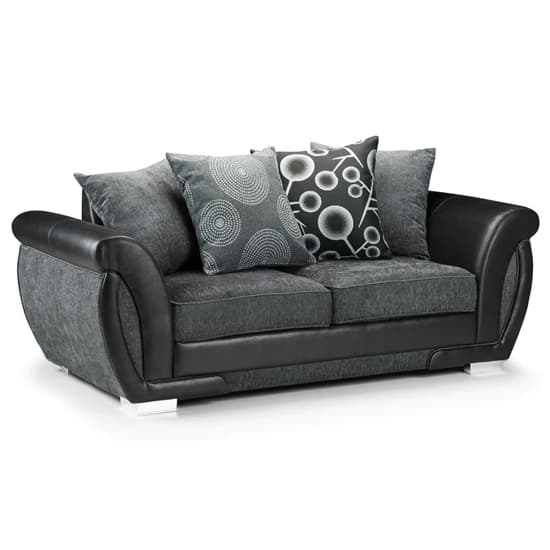 Sharon Fabric 3+2 Seater Sofa Set In Black And Grey_3